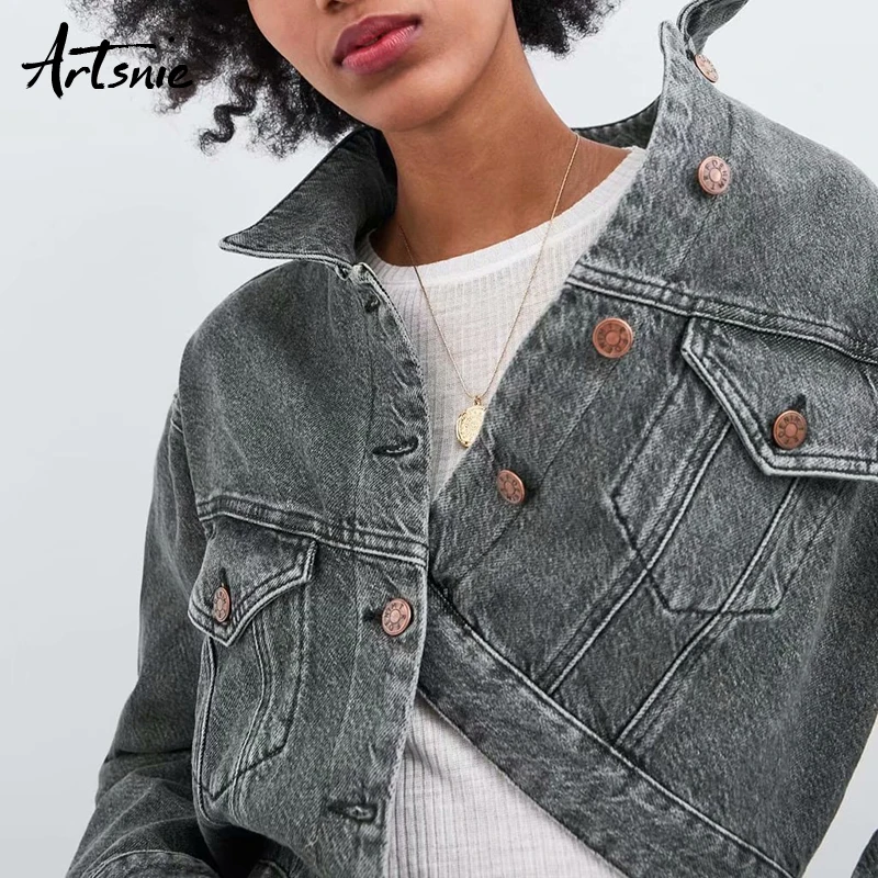 Artsnie streetwear casual gray denim women jacket spring 2019 turn down collar double pockets jeans girls coat jaquetas feminino
Artsnie streetwear casual gray denim women jacket spring 2019 turn down collar double pockets jeans girls coat jaquetas feminino