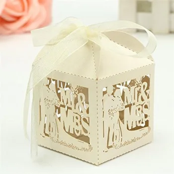 KAZIPA 50pcs Laser Cut Lover Groom and Bride Mr&Mrs Gift Candy Cake Boxes for Wedding Party + Ribbon (Ivory)
KAZIPA 50pcs Laser Cut Lover Groom and Bride Mr&Mrs Gift Candy Cake Boxes for Wedding Party + Ribbon (Ivory)