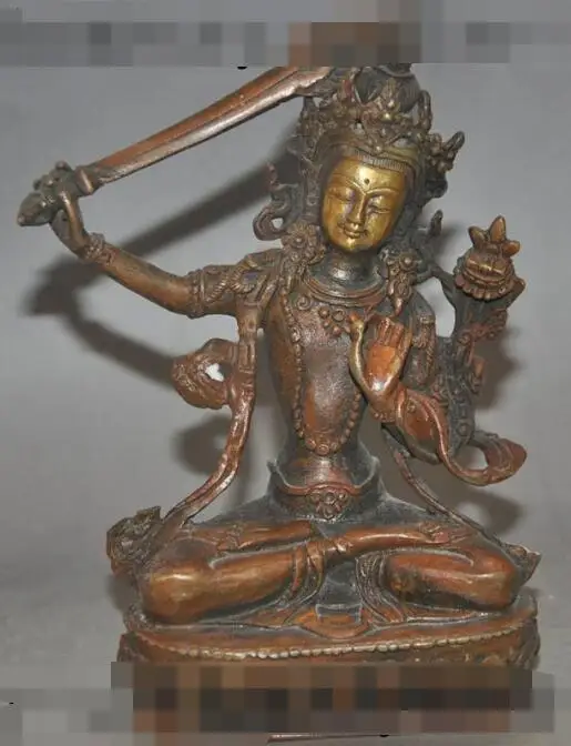 S05690 5" old tibet buddhism fane bronze gilt tara Kwan-Yin goddess Buddha sword statue
S05690 5" old tibet buddhism fane bronze gilt tara Kwan-Yin goddess Buddha sword statue