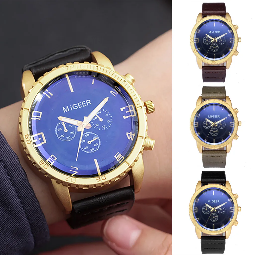 MIGEER High-End Fashion Men's Stainless Steel W Mens Watches Top Brand Luxury Braatch Analog Alloy Quartz Watch |