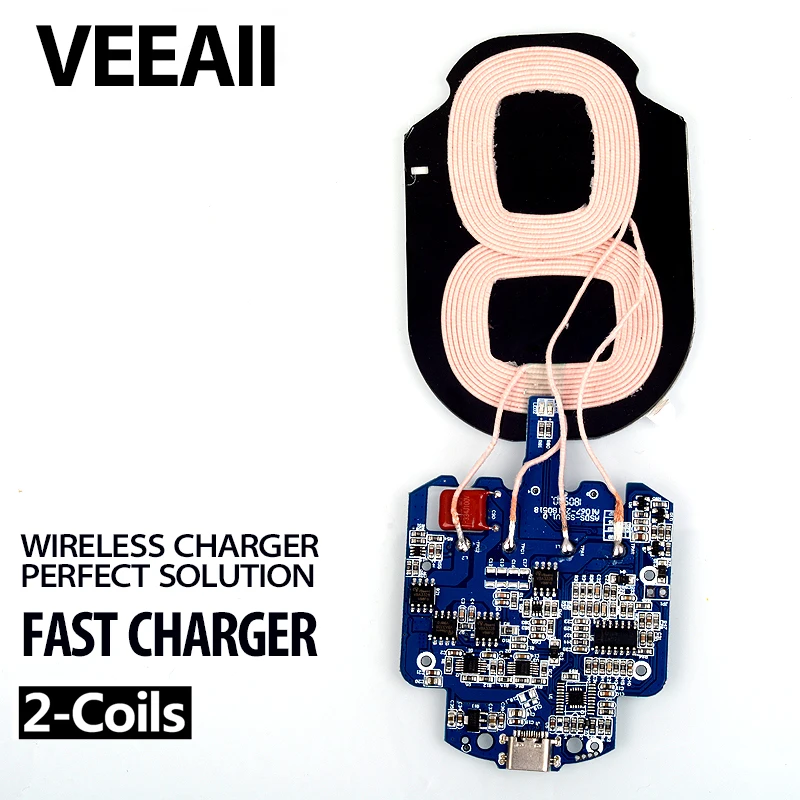 Qi Standard Wireless Phone Charger PCBA Circuit Board With 2-Coils Wireless Charging Type-C plug Usb DIY For Samsung Galaxy S9
Qi Standard Wireless Phone Charger PCBA Circuit Board With 2-Coils Wireless Charging Type-C plug Usb DIY For Samsung Galaxy S9