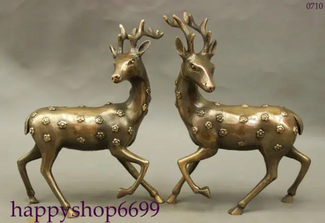 FengShui Chinese Bronze Culture Auspicious Animals Sika Deer Copper Statue Pair Collectible Old Handwork copper Silver Bronze
FengShui Chinese Bronze Culture Auspicious Animals Sika Deer Copper Statue Pair Collectible Old Handwork copper Silver Bronze