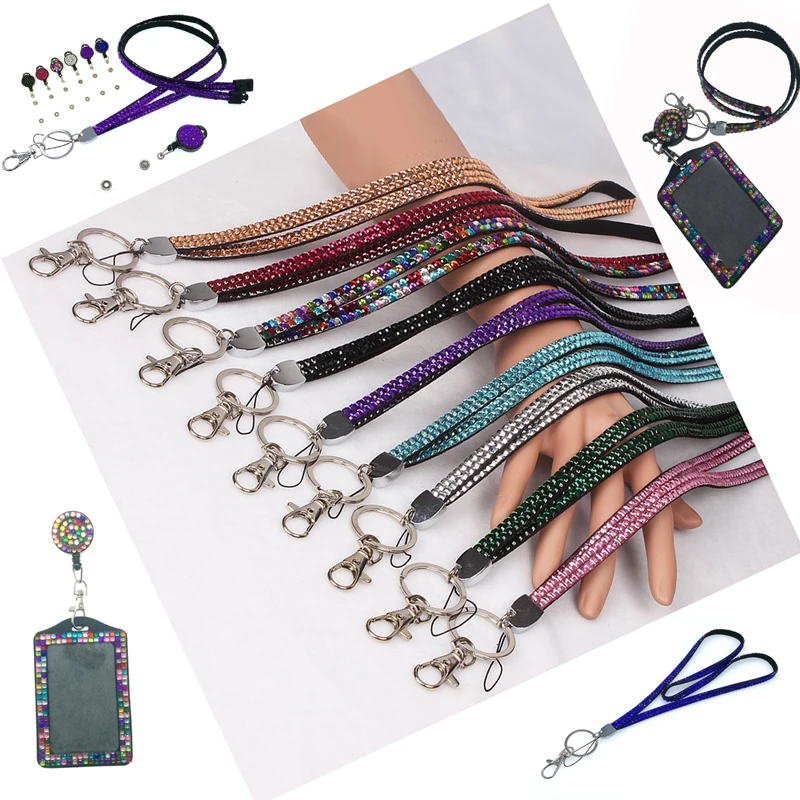 50PC/Lot Bling Crystal Rhinestones Leather Neck Strap Lanyard for ID Badge Keys Holder Business Id/key Glasses lanyard
50PC/Lot Bling Crystal Rhinestones Leather Neck Strap Lanyard for ID Badge Keys Holder Business Id/key Glasses lanyard
