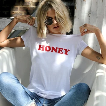 Red Letter Honey Print T Shirt Women Short Sleeve O Neck Loose Tshirt 2020 Summer Women Tee Shirt Tops Camisetas Mujer
Red Letter Honey Print T Shirt Women Short Sleeve O Neck Loose Tshirt 2020 Summer Women Tee Shirt Tops Camisetas Mujer