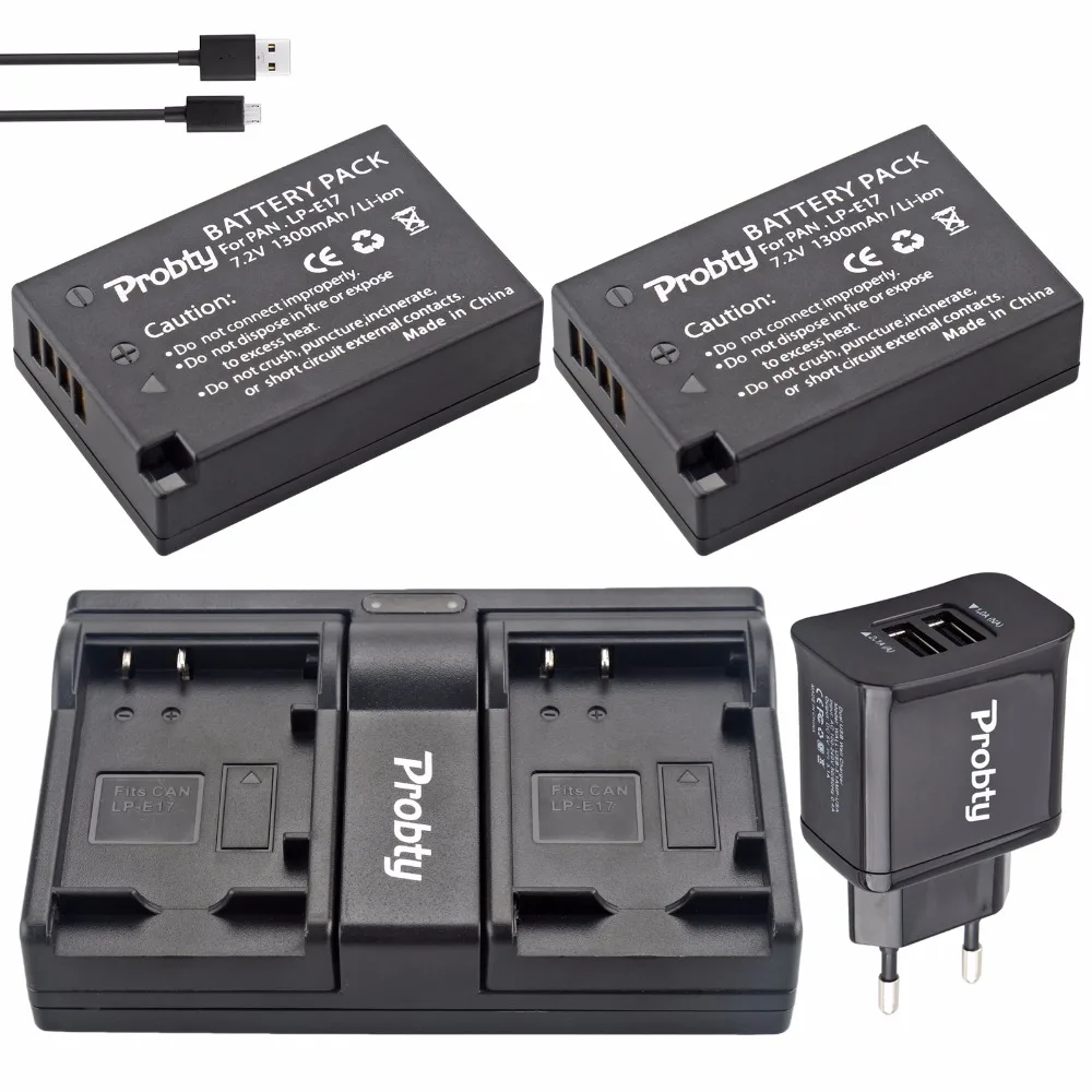 Батарея Probty LP-E17 LP E17 2 шт. + двойное зарядное устройство USB + штепсельная Вилка для цифровой камеры Canon EOS M3 M5 M6 Rebel T6i T7i EOS 77D 750D
Батарея Probty LP-E17 LP E17 2 шт. + двойное зарядное устройство USB + штепсельная Вилка для цифровой камеры Canon EOS M3 M5 M6 Rebel T6i T7i EOS 77D 750D