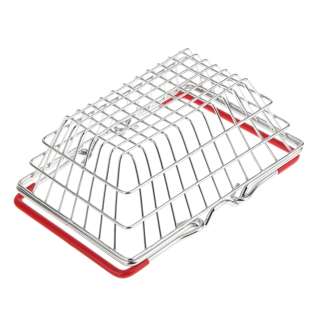 Red Small Metal Shopping Basket Table Storage Basket for Children Kids Role Pretend Play Toys Room Decoration