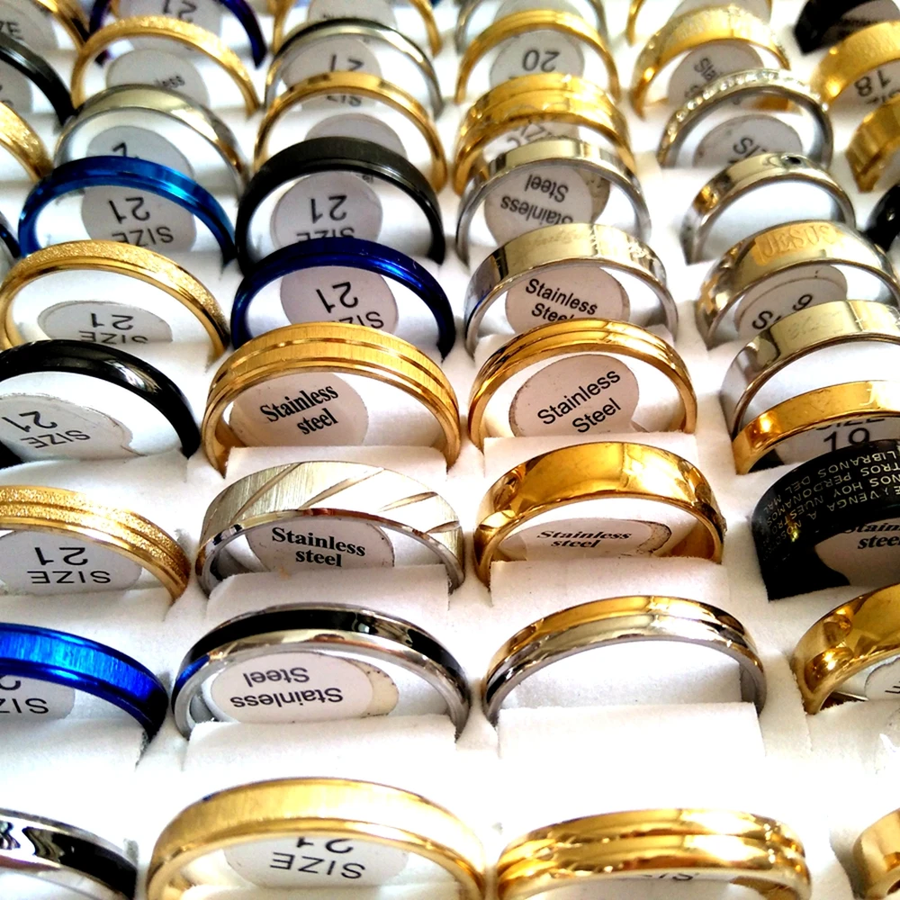 New Mix lot 100pcs Color Mix Classic Band Rings Unisex Wedding 316L Stainless Steel Rings Hot Sale Trendy Jewelry Party Gift
New Mix lot 100pcs Color Mix Classic Band Rings Unisex Wedding 316L Stainless Steel Rings Hot Sale Trendy Jewelry Party Gift