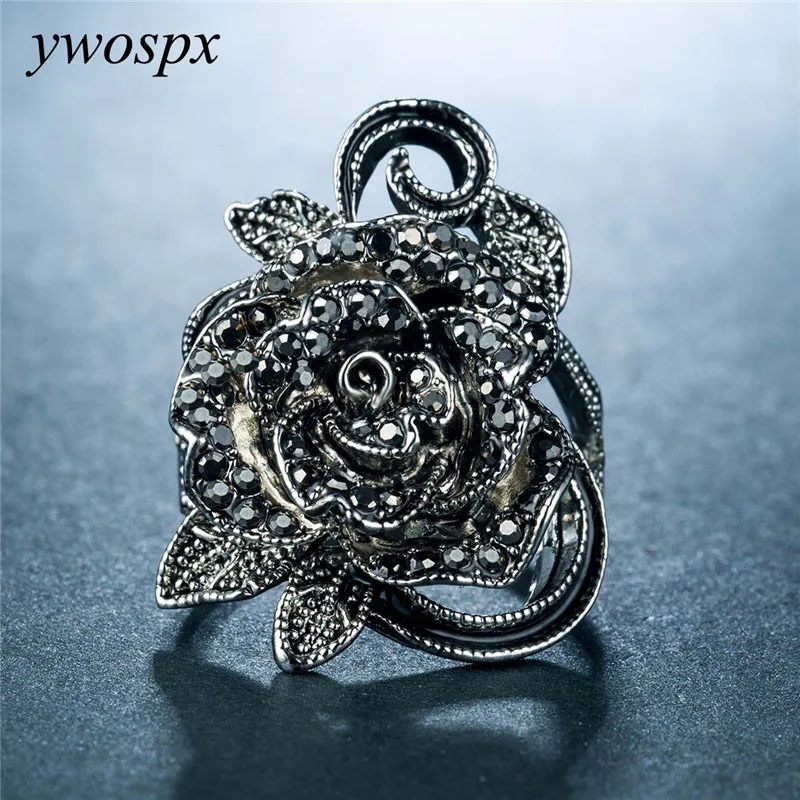 Vintage Black Zircon Anel Rose Flower Silver Color Rings for Women Jewelry Wedding Anillos Engagement Plant Ring Bijoux Gift Y40
Vintage Black Zircon Anel Rose Flower Silver Color Rings for Women Jewelry Wedding Anillos Engagement Plant Ring Bijoux Gift Y40
