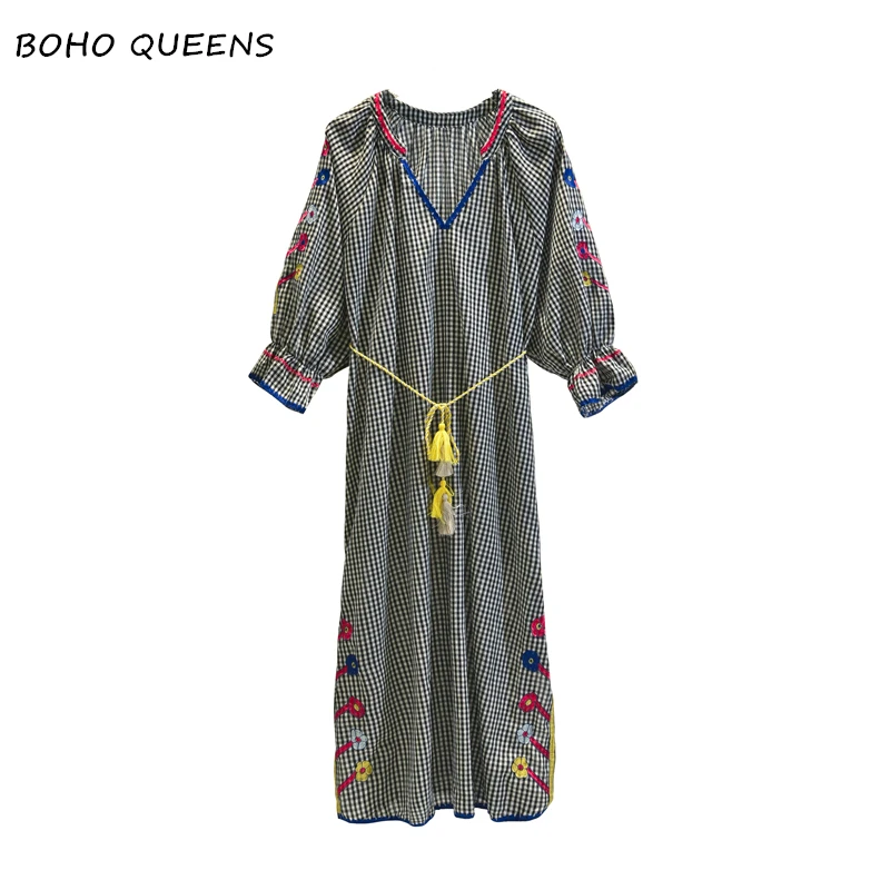 Boho Chic vestidos vintage dress linen cotton plaid Floral embroidery beach Bohemian maxi dress Ladies V neck Summer dress
Boho Chic vestidos vintage dress linen cotton plaid Floral embroidery beach Bohemian maxi dress Ladies V neck Summer dress