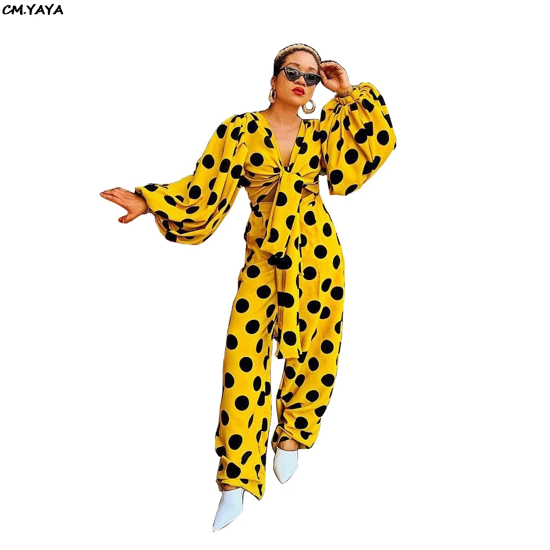 Women dot print tie up bow v-neck lantern long sleeve blouse top loose pants suits 2pcs set beach sexy tracksuit outfit YZ1034
Women dot print tie up bow v-neck lantern long sleeve blouse top loose pants suits 2pcs set beach sexy tracksuit outfit YZ1034