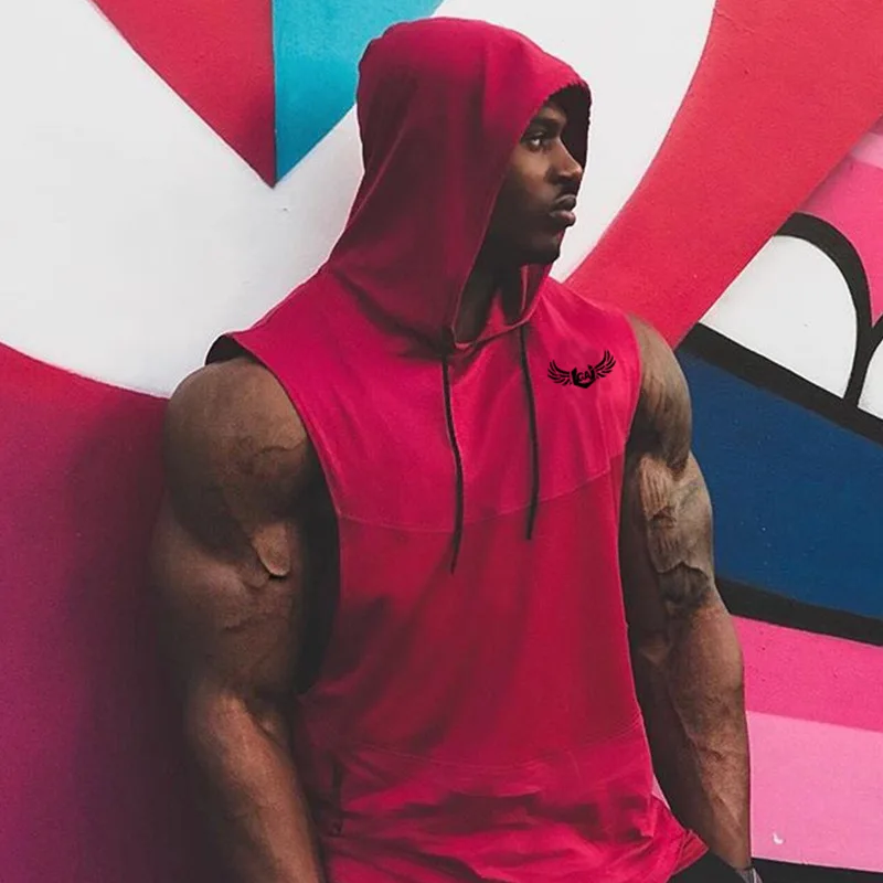 Men'S Muscle Fitness Hoodies Tank Tops Male Sleeveless Casual Gymnasium