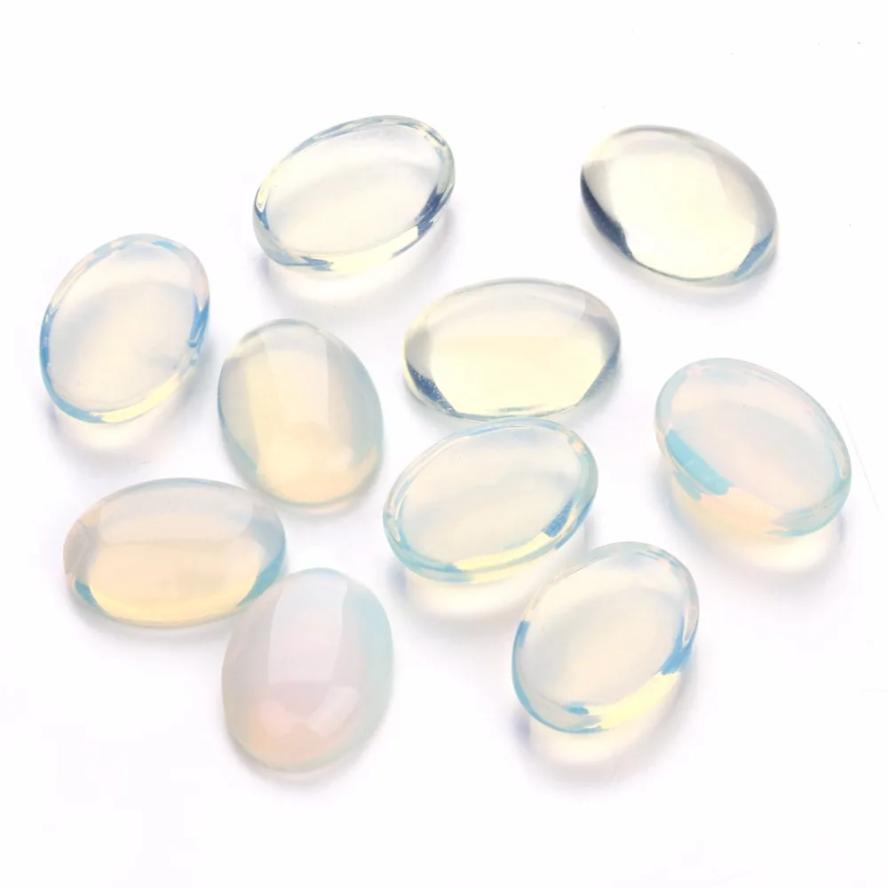 LOULEUR 10pcs/lot 10*14/13*18/18*25mm Natural Stone Cabochon Beads White Opal Oval Created For Jewelry Making | Украшения и