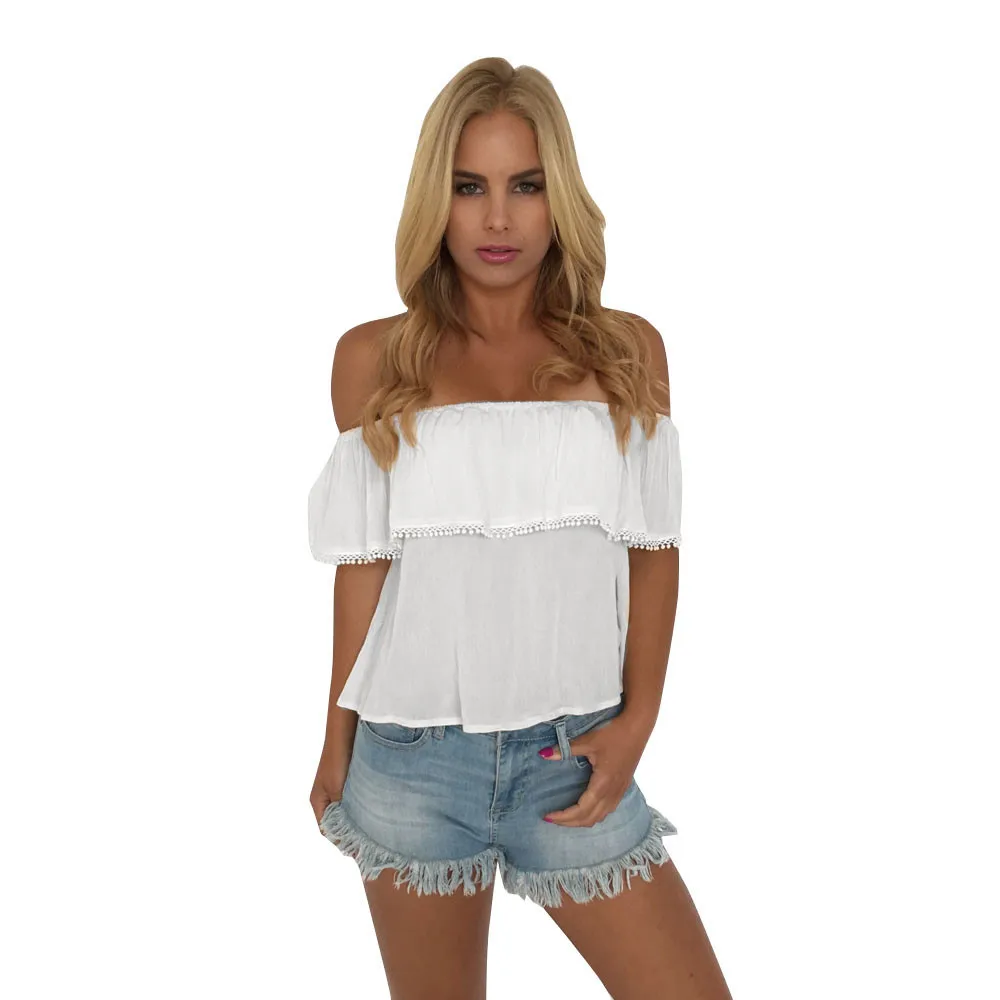 FEITONG tassel blouses Women summer white blousesexy slash neck off shoulder tops Short Sleeve women crop top
FEITONG tassel blouses Women summer white blousesexy slash neck off shoulder tops Short Sleeve women crop top