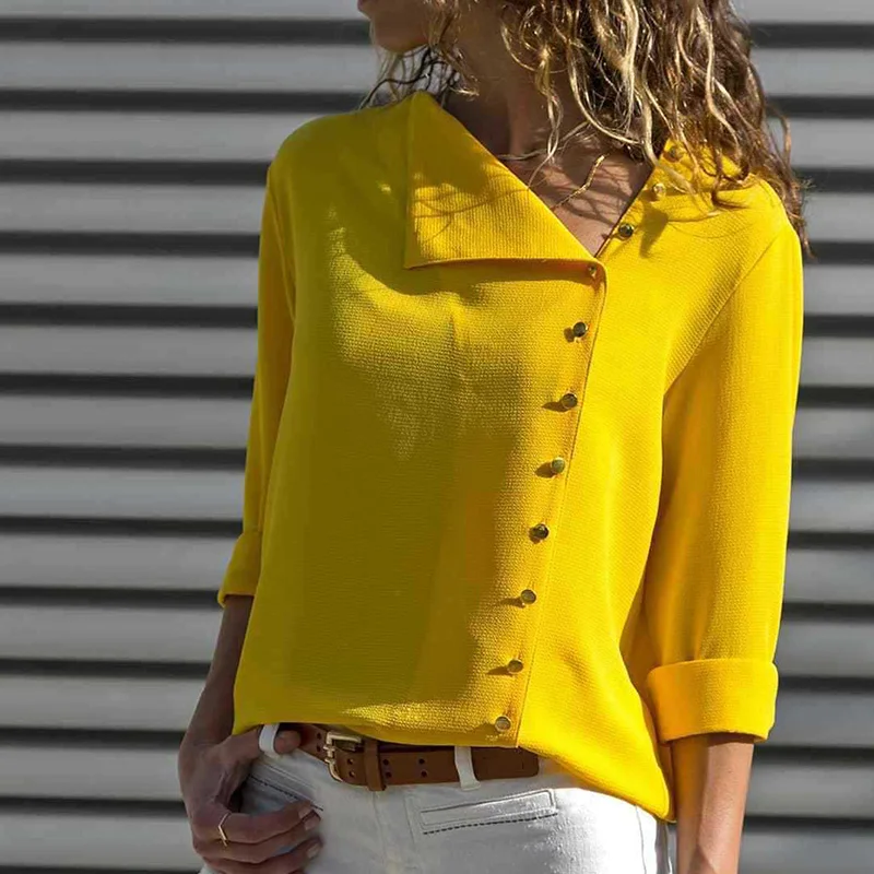Sexy Women Casual Solid Long Sleeve Blouse Lapel Shirt Femme Irregular Collar Regular Solid Loose Casual Blusas Chemise
Sexy Women Casual Solid Long Sleeve Blouse Lapel Shirt Femme Irregular Collar Regular Solid Loose Casual Blusas Chemise