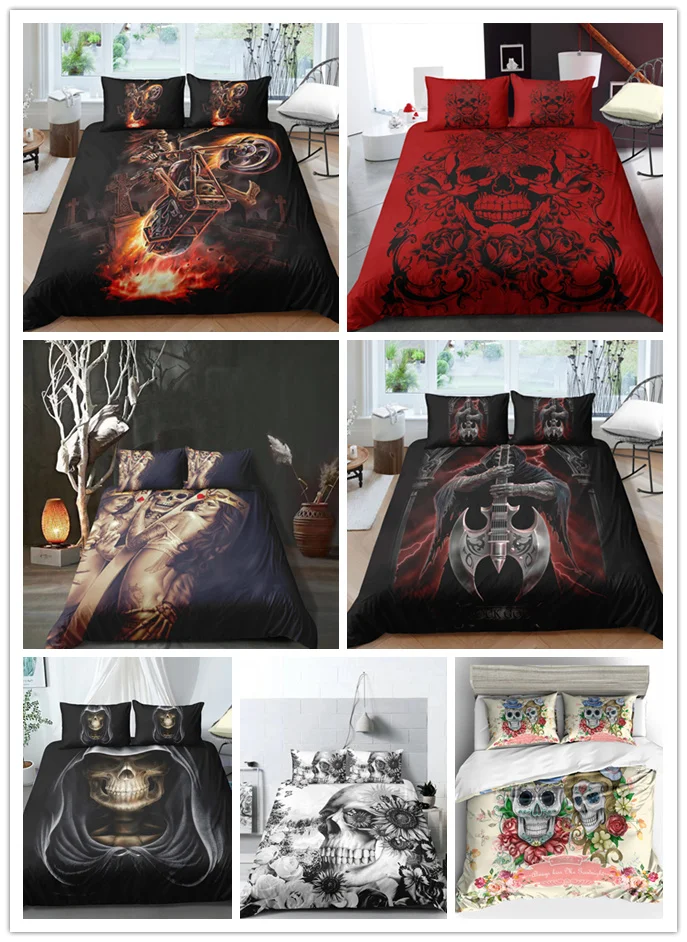 3D Printing Black skull bedding set skull duvet cover king size with pillowcase bedlines
3D Printing Black skull bedding set skull duvet cover king size with pillowcase bedlines