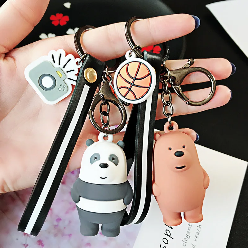 Фото 2019 Cartoon Anime We Bare Bears Cute Three Animal Doll Keychains Women Car Bag Pendant Belt Trinkets Key Chains Porte Cle | Украшения и