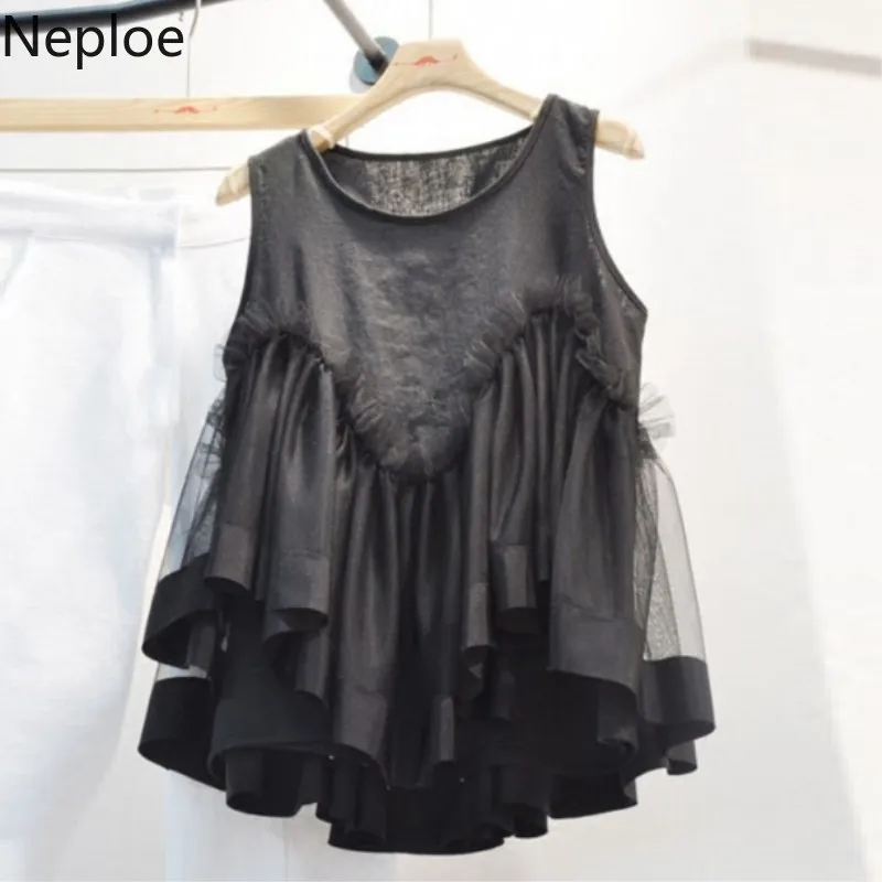 Neploe 2019 Korean Style Mesh Tops Sleeveless Women Blouses Patchwork Loose Casual Shirts High Street Blusas Camiseta Mujer
Neploe 2019 Korean Style Mesh Tops Sleeveless Women Blouses Patchwork Loose Casual Shirts High Street Blusas Camiseta Mujer