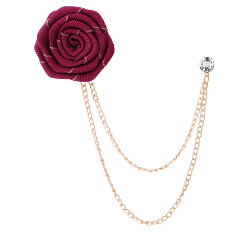Korean Handmade Fashion New Ribbon Flower Lapel Pin Fabric Rose Flowers Brooch Men's Tassel Chain Suit Brooches Men Accessories
Korean Handmade Fashion New Ribbon Flower Lapel Pin Fabric Rose Flowers Brooch Men's Tassel Chain Suit Brooches Men Accessories