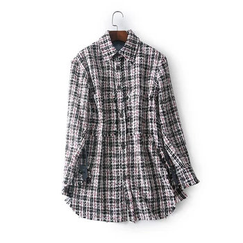 Autumn Women Plaid Blouse Female Woolen Fabric Turn-down Collar Shirts 2018 Fashion Womens Single Breasted Tops camisas mujer
Autumn Women Plaid Blouse Female Woolen Fabric Turn-down Collar Shirts 2018 Fashion Womens Single Breasted Tops camisas mujer