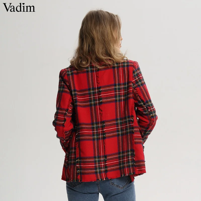 Твидовый пиджак Vadim CA106 женский в клетку с кисточками|Пиджаки| |