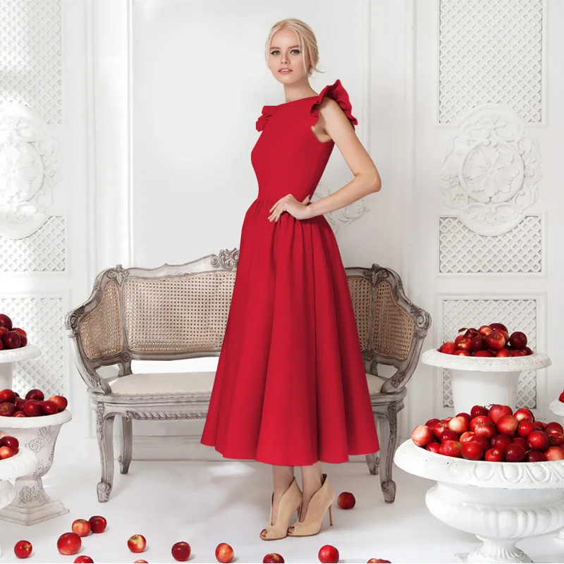Uguest Women Elegant Dress O-neck A-line Sleeveless Empire Ruffles Solid Vintage Summer Party Long Ceremonial Dress
Uguest Women Elegant Dress O-neck A-line Sleeveless Empire Ruffles Solid Vintage Summer Party Long Ceremonial Dress