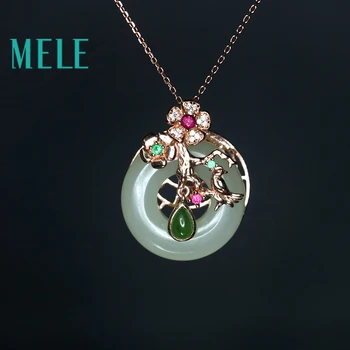 MELE Natural Hetian jade round pendant in 925 sterling silver for women and man,high quality jasper delicate and beautiful
MELE Natural Hetian jade round pendant in 925 sterling silver for women and man,high quality jasper delicate and beautiful
