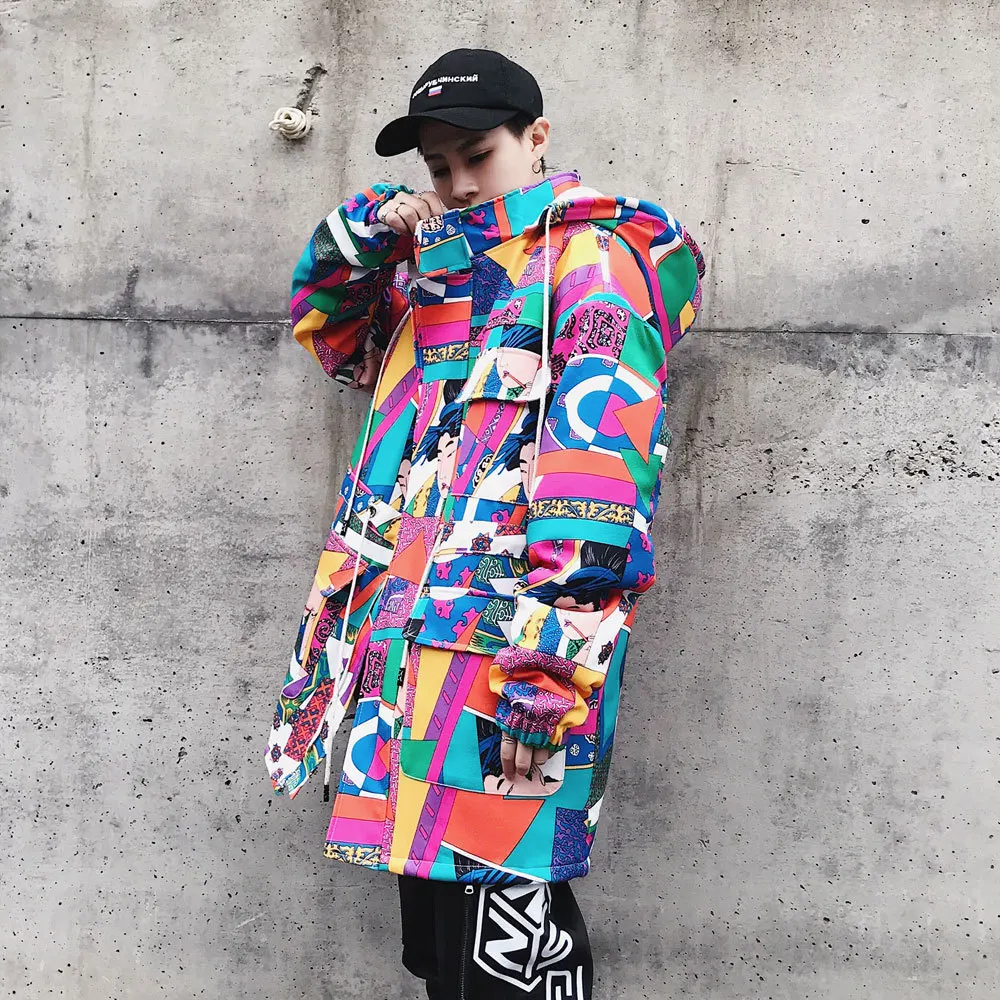 Autumn Winter Men's Hip Hop Colorful Streetwear Patchwork Jaquard Print Hooded Jacket Male Jacket Coat EU Size
Autumn Winter Men's Hip Hop Colorful Streetwear Patchwork Jaquard Print Hooded Jacket Male Jacket Coat EU Size