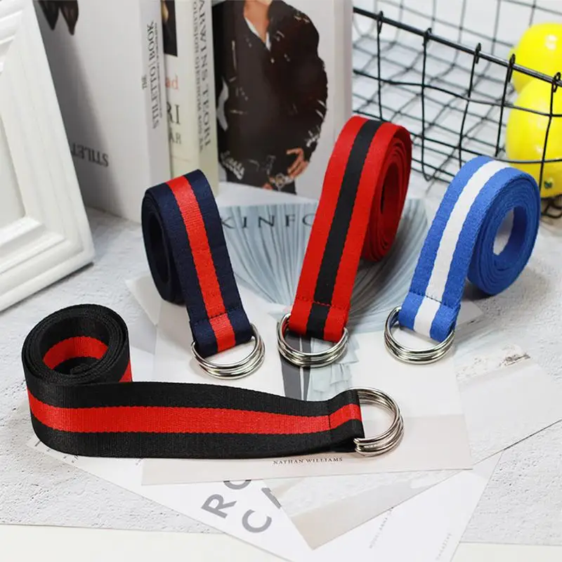 MISS M Men's And Women's Versatile Double-loop Buckle Student Nylon Canvas Belt Striped Blue Red White Belt For Girl Casual Belt
MISS M Men's And Women's Versatile Double-loop Buckle Student Nylon Canvas Belt Striped Blue Red White Belt For Girl Casual Belt