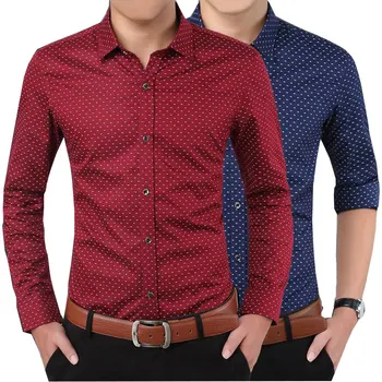 2018 Spring and Autumn Men's Long Sleeve Plus Size Print Shirt Men's Lapel Dot Shirt Color White/Red/Dark Blue/Khaki/Green
2018 Spring and Autumn Men's Long Sleeve Plus Size Print Shirt Men's Lapel Dot Shirt Color White/Red/Dark Blue/Khaki/Green