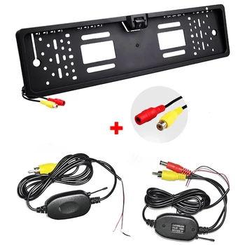 

2.4Ghz Wirless Transmitter and Receiver with Rear View Camera Europe License Plate Frame Wireless Rearview Reverse Backup Camera