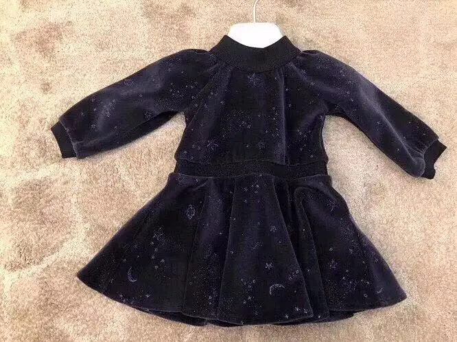 2018 Autumn&Winter Brand Super Sky Full Star Navy Dark Blue Velour Dress Christmas Party Princess For Girls Long Sleeve Dress
2018 Autumn&Winter Brand Super Sky Full Star Navy Dark Blue Velour Dress Christmas Party Princess For Girls Long Sleeve Dress