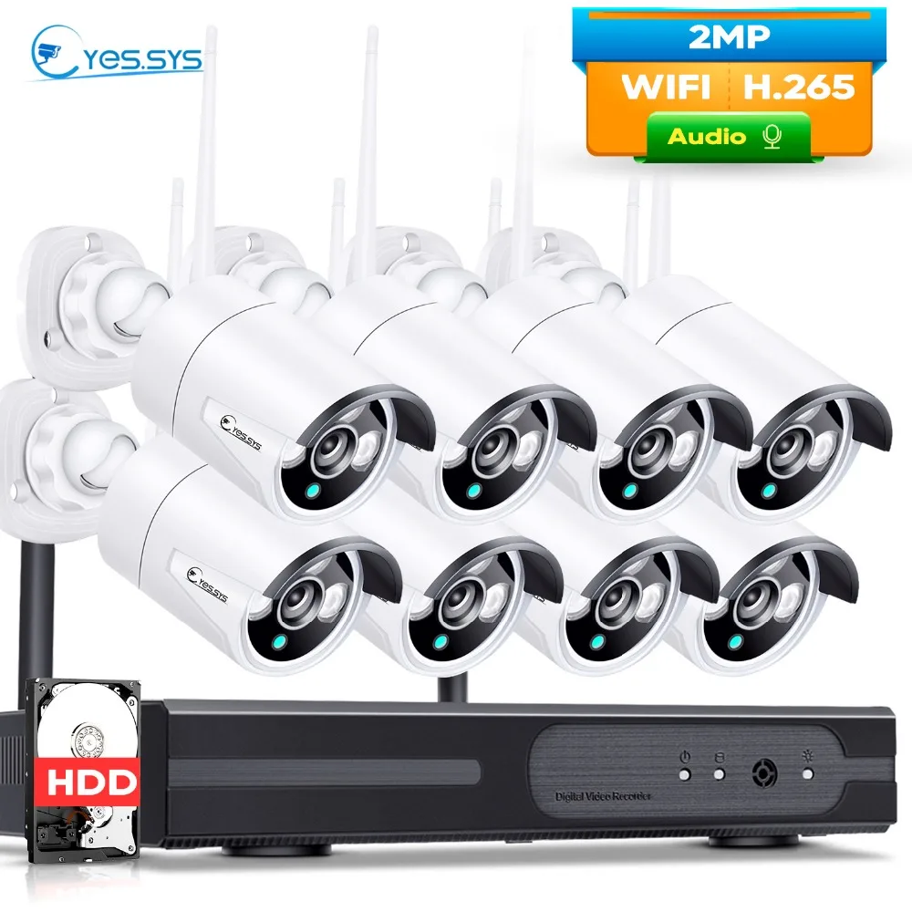 Eyes.sys 8CH 1080P Wifi Wireless NVR +8PCS 2.0MP Audio recording Security Camera System Sound Video Surveillance Kit CCTV IP66
Eyes.sys 8CH 1080P Wifi Wireless NVR +8PCS 2.0MP Audio recording Security Camera System Sound Video Surveillance Kit CCTV IP66