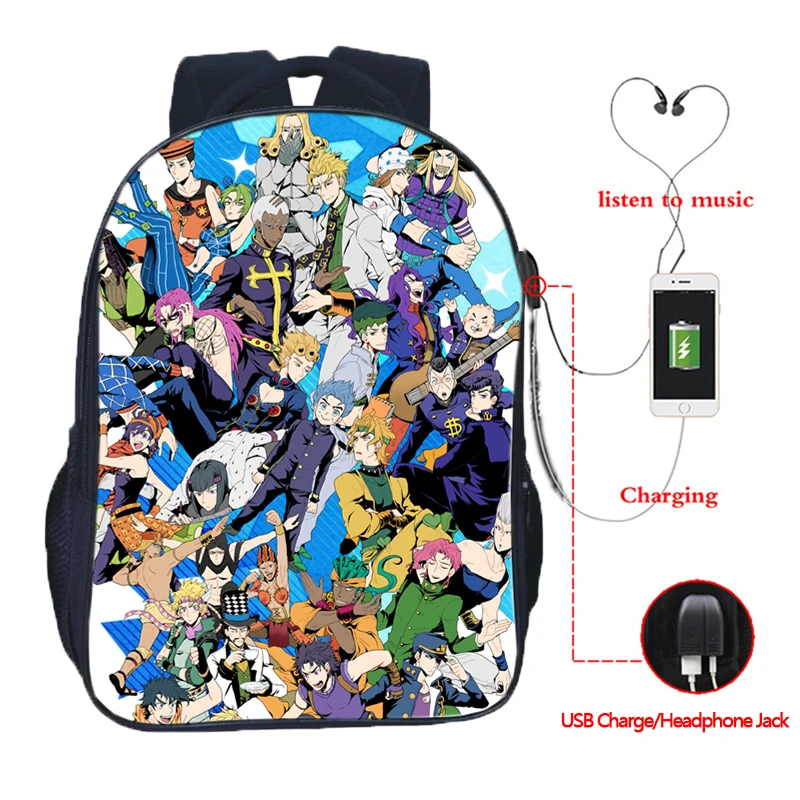 JoJo No Kimyou Na Bouken JoJo's Bizarre Adventure Jotaro USB Chargingbackpack Men Women Boys Girls Backpacks School Bags
JoJo No Kimyou Na Bouken JoJo's Bizarre Adventure Jotaro USB Chargingbackpack Men Women Boys Girls Backpacks School Bags