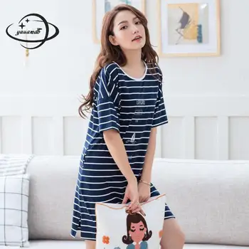Yauamdb Women Nightgowns Summer M-2xl Female Sleepwear Clothing Striped Short Sleeves Ladies Knee Length Nightdress Clothes Ly53
Yauamdb Women Nightgowns Summer M-2xl Female Sleepwear Clothing Striped Short Sleeves Ladies Knee Length Nightdress Clothes Ly53