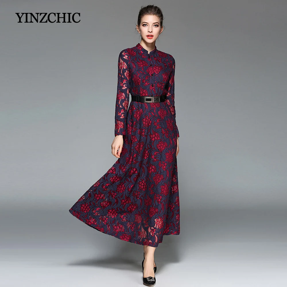 Vintage Woman Autumn Lace Dress Hollow-Out Female Maxi Party Dresses Elegant A-Line Long Dresses Women Slim Dress Woman Winter
Vintage Woman Autumn Lace Dress Hollow-Out Female Maxi Party Dresses Elegant A-Line Long Dresses Women Slim Dress Woman Winter