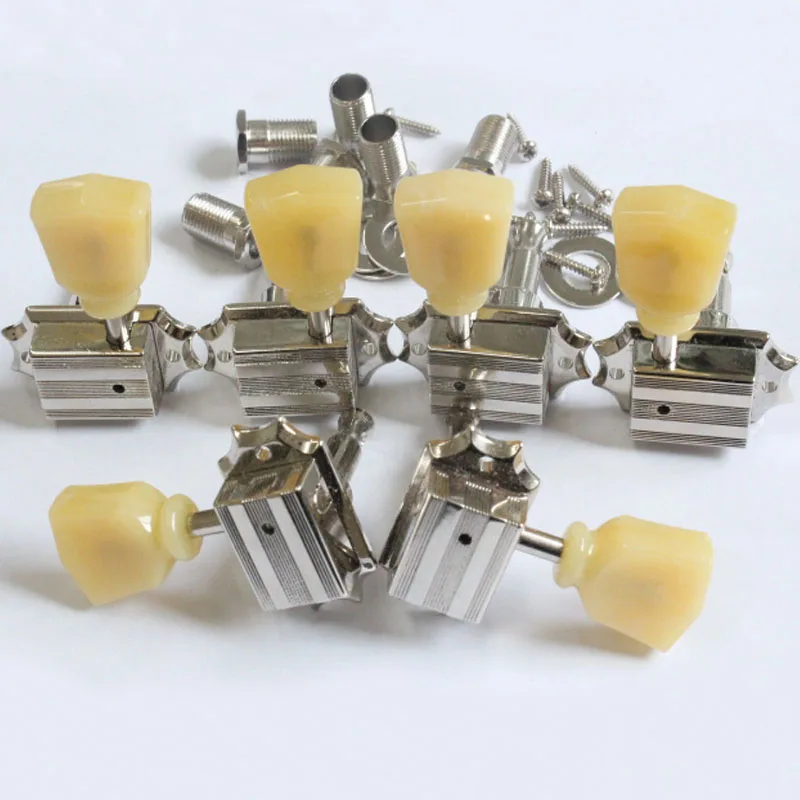 One Set 3R-3L Vintage Deluxe Guitar Machine Heads Tuners In Nickel MADE IN TAIWAN
One Set 3R-3L Vintage Deluxe Guitar Machine Heads Tuners In Nickel MADE IN TAIWAN