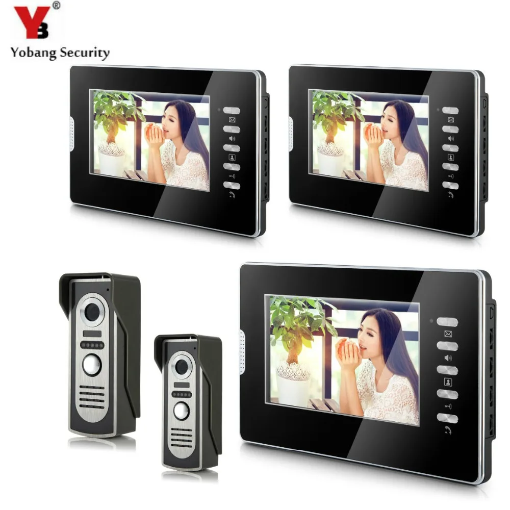 YobangSecurity 7" Video Intercom Visual Doorbell Kits Door Phone System IR Night Vision intercom 2 Camera 3 Monitor for Home
YobangSecurity 7" Video Intercom Visual Doorbell Kits Door Phone System IR Night Vision intercom 2 Camera 3 Monitor for Home