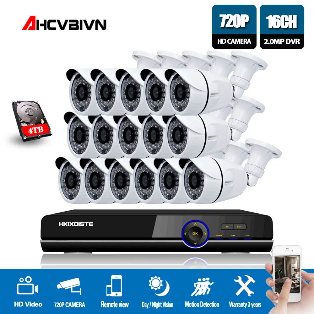 16CH 1080P AHD DVR NVR CCTV HDMI 16pcs AHD 720P 2000TVL IR Weatherproof CCTV Camera Security System Surveillance Kit 4TB Hard
16CH 1080P AHD DVR NVR CCTV HDMI 16pcs AHD 720P 2000TVL IR Weatherproof CCTV Camera Security System Surveillance Kit 4TB Hard