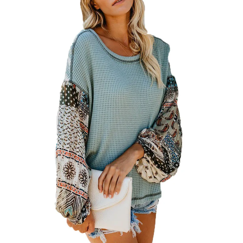 Women Autumn Winter Women Print Lantern Sleeve Chiffon Splice Loose O-neck Short Sweaters Casual Pullover Tops
Women Autumn Winter Women Print Lantern Sleeve Chiffon Splice Loose O-neck Short Sweaters Casual Pullover Tops