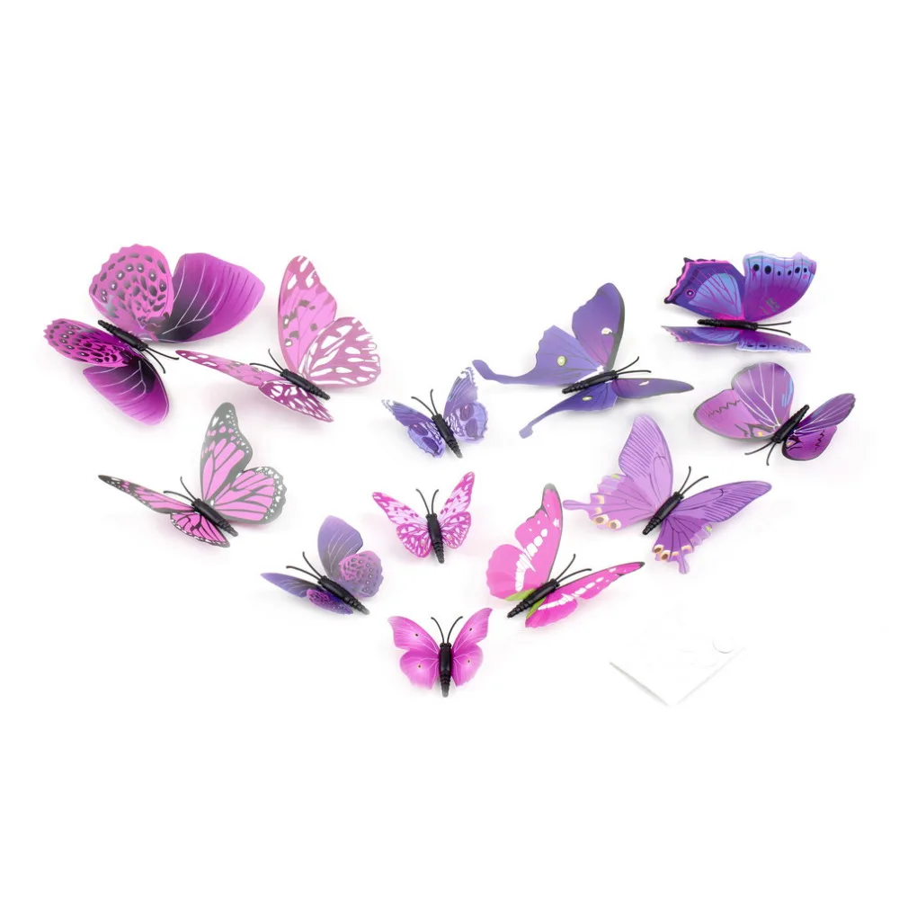 Image High Quality Gossip Girl Same Style 6 Big and 6 Small 3D Butterfly Wall Stickers Butterflies Decors For Home Fridage Decoration