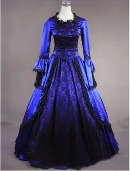 2016 Hot Sale Blue/Black Long Sleeve Lace Ruffles 18th Century Rococo/Georgian Gothic Victorian Lolita Dress For Halloween
2016 Hot Sale Blue/Black Long Sleeve Lace Ruffles 18th Century Rococo/Georgian Gothic Victorian Lolita Dress For Halloween