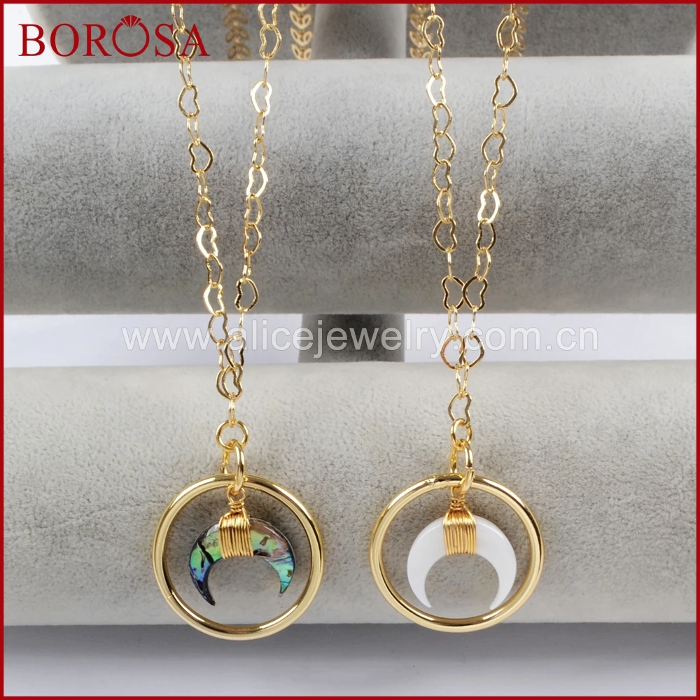 BOROSA 5PCS 30inch Trendy Gold Color White Shell Abalone Shell Horn Necklace Natural Shell Pendant Necklace Jewelry G1519
BOROSA 5PCS 30inch Trendy Gold Color White Shell Abalone Shell Horn Necklace Natural Shell Pendant Necklace Jewelry G1519