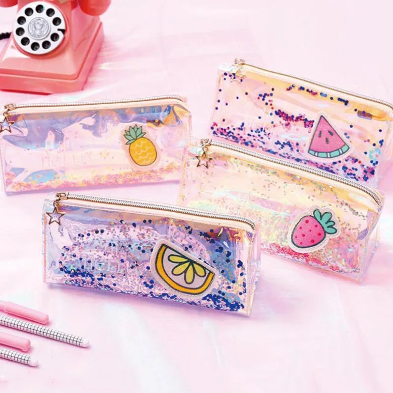 Laser Clear PVC Cute School Supplies Fruit Pencil Case Kawaii For Girls School Bling Cosmetic Bag Women Office Supplies Escolar
Laser Clear PVC Cute School Supplies Fruit Pencil Case Kawaii For Girls School Bling Cosmetic Bag Women Office Supplies Escolar