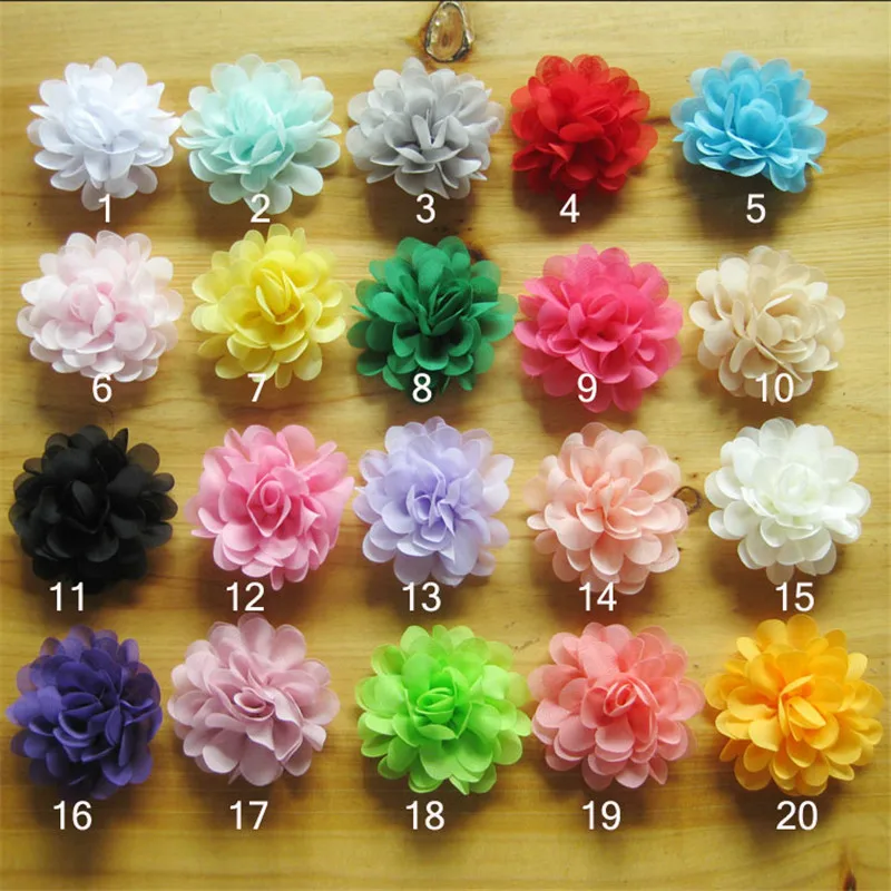 

Hot Sale!40pcs/lot 20colors 7.5cm satin chiffon flowers for Girls headbands hairband hair ornaments hair accessory