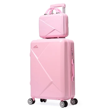 

Travel spinner luggage 2PCS/SET 14inch Cosmetic bag 20/22/24/26 inches girl students trolley case rolling suitcase Boarding box