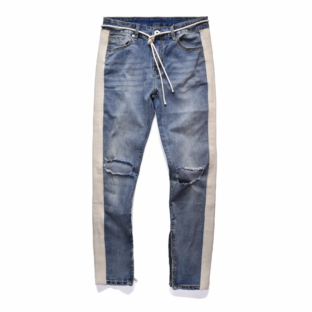 Kanye Distressed Hollow Out Pants Justin Bieber Side Zipper Distressed Jeans White Sides Stripe Blue Denim Skinny Jeans
Kanye Distressed Hollow Out Pants Justin Bieber Side Zipper Distressed Jeans White Sides Stripe Blue Denim Skinny Jeans