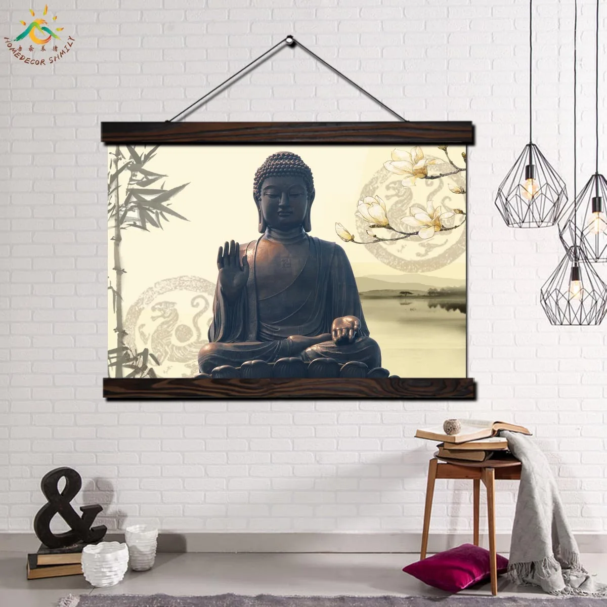 

Lotus Buddha Modern Wall Art Print Pop Art Picture And Poster Framed Hanging Scroll Canvas Painting Home Decoration