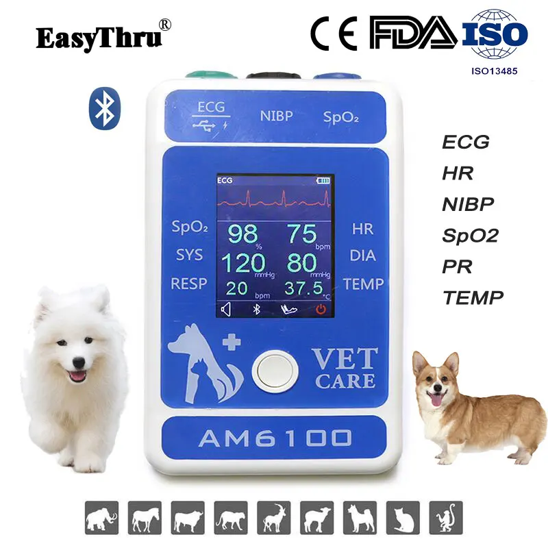 EasyThru Animal Medical AM6100 including SpO2 blood pressure pulse rate ECG respiration temperature monitor Veterinary Equipment
EasyThru Animal Medical AM6100 including SpO2 blood pressure pulse rate ECG respiration temperature monitor Veterinary Equipment