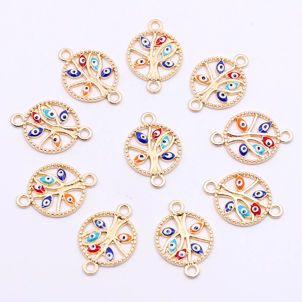 Wholesale 10pcs 20pcs Life Tree Gold Connectors Charms with Colorful Evil-Eye for Bracelets Making DIY Jewelry Crafts
Wholesale 10pcs 20pcs Life Tree Gold Connectors Charms with Colorful Evil-Eye for Bracelets Making DIY Jewelry Crafts