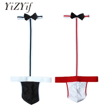 

YiZYiF Sexy G-string Thongs Men Underwear Panties Adult Mens Collared Borat Mankini Costume Swimsuit Swimwear Thong Underwear